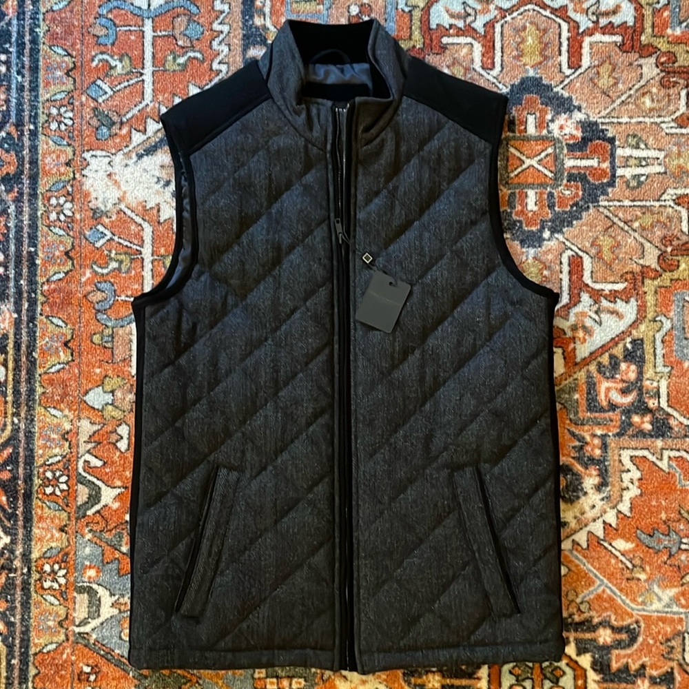 NWT Men’s Warehouse Pronto Uomo Men’s Quilted Vest Black/Grey | Size S